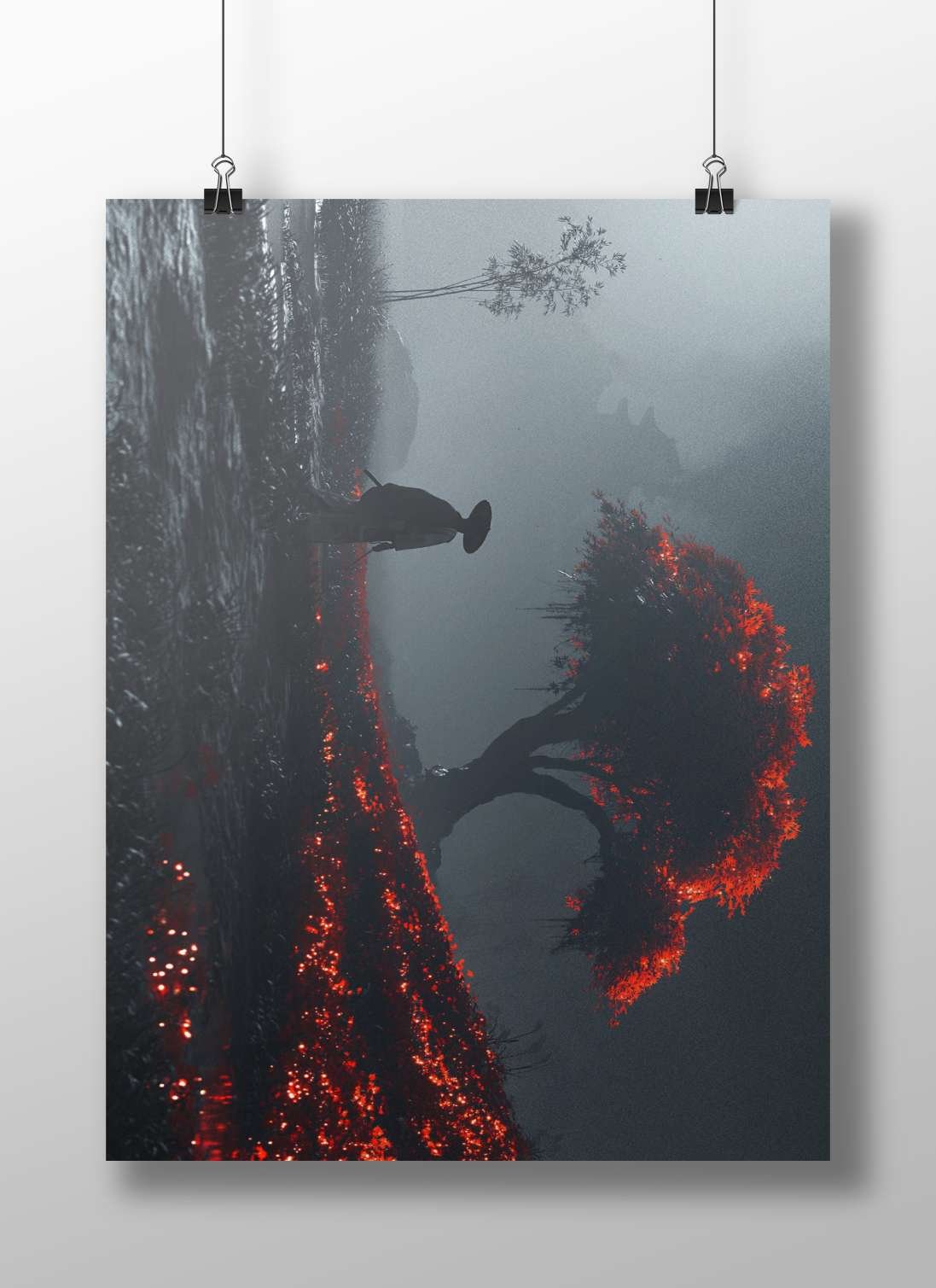 Silhouetted Figure Japanese Cultural Artistry (no specific franchise) Modern Digital Art Matte BoizzBoard rigid print —