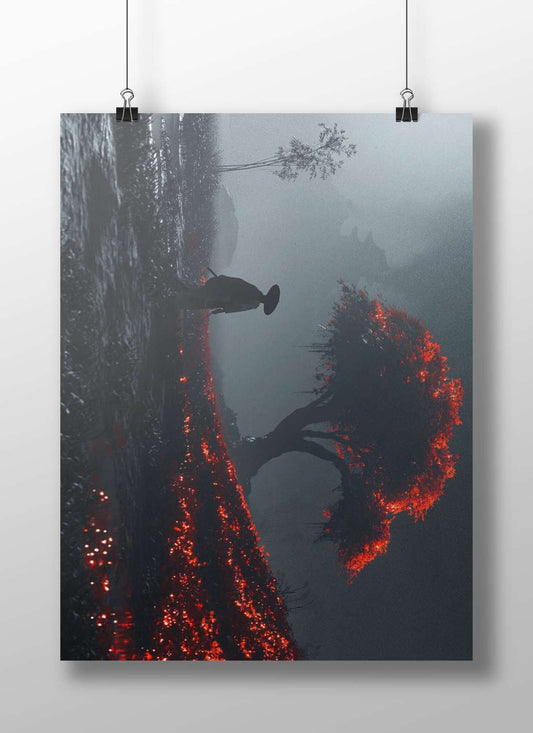 Silhouetted Figure Japanese Cultural Artistry (no specific franchise) Modern Digital Art Matte BoizzBoard rigid print —