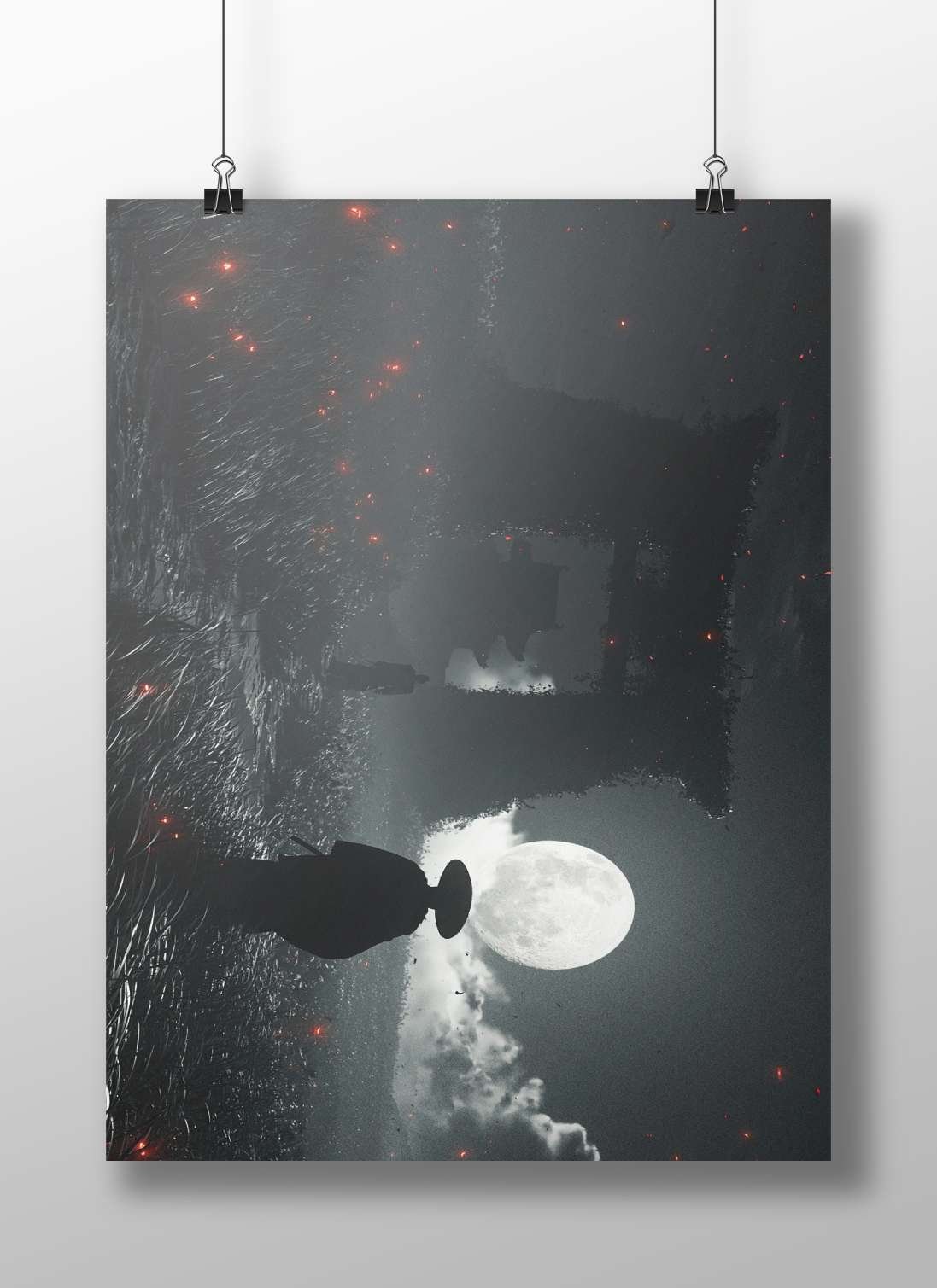 Silhouetted Human Figure Modern Digital Noir Matte BoizzBoard rigid print — Art wall art India | PosterBoizz
