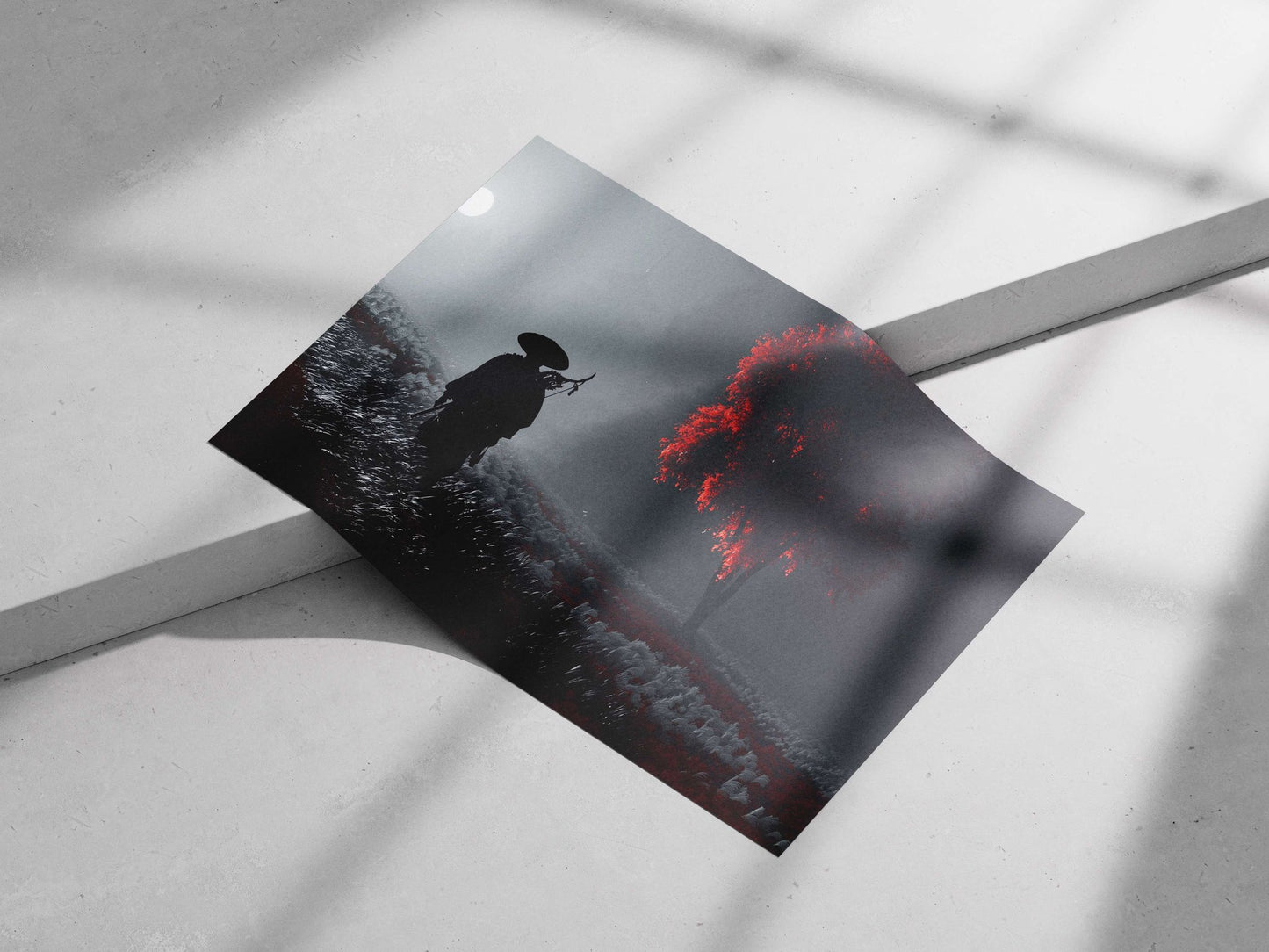 Samurai silhouette Main Subject: Samurai silhouette Matte poster print — Anime wall art India | PosterBoizz