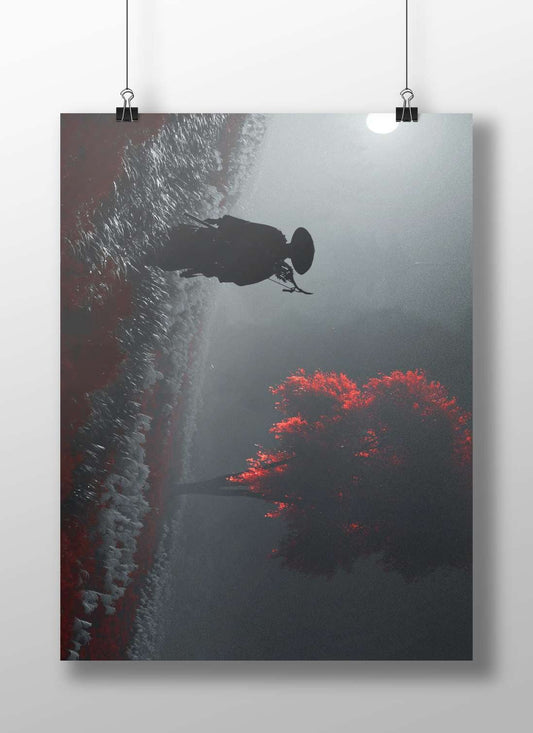 Samurai silhouette Main Subject: Samurai silhouette Matte BoizzBoard rigid print — Anime wall art India | PosterBoizz