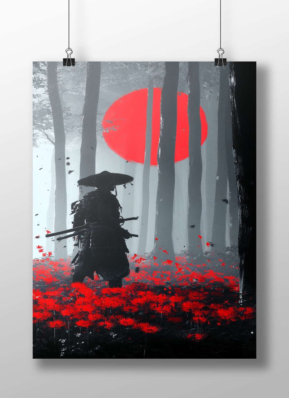 Samurai Main Subject: Samurai Matte BoizzBoard rigid print — Anime wall art India | PosterBoizz