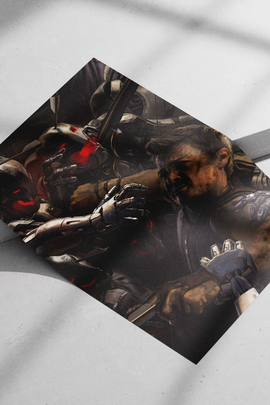 Tony Stark (Iron Man) and Ultron units from Marvel's Avengers franchise Iron Man & Ultron