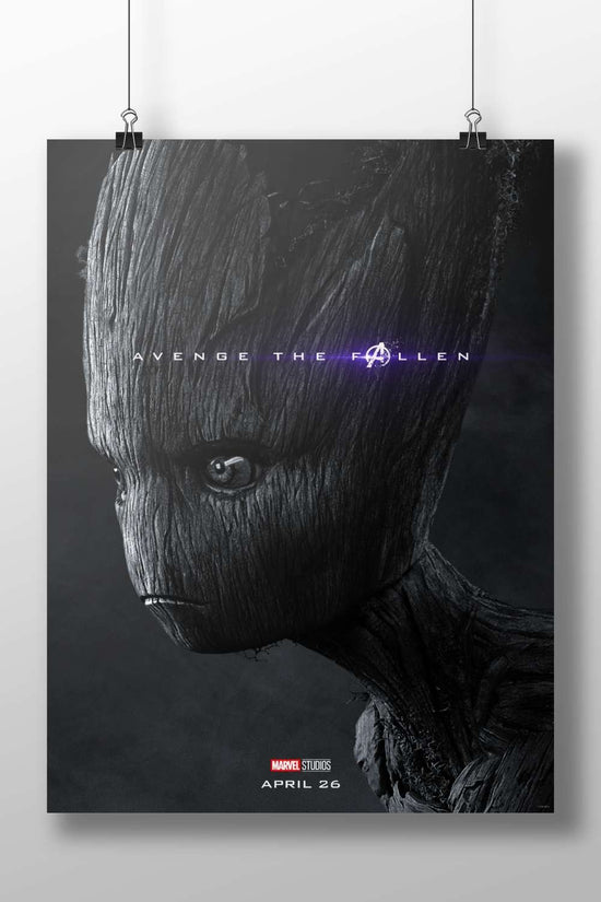 Groot (from Marvel's Guardians of the Galaxy franchise, appearing in Avengers: Endgame with "AVENGE THE