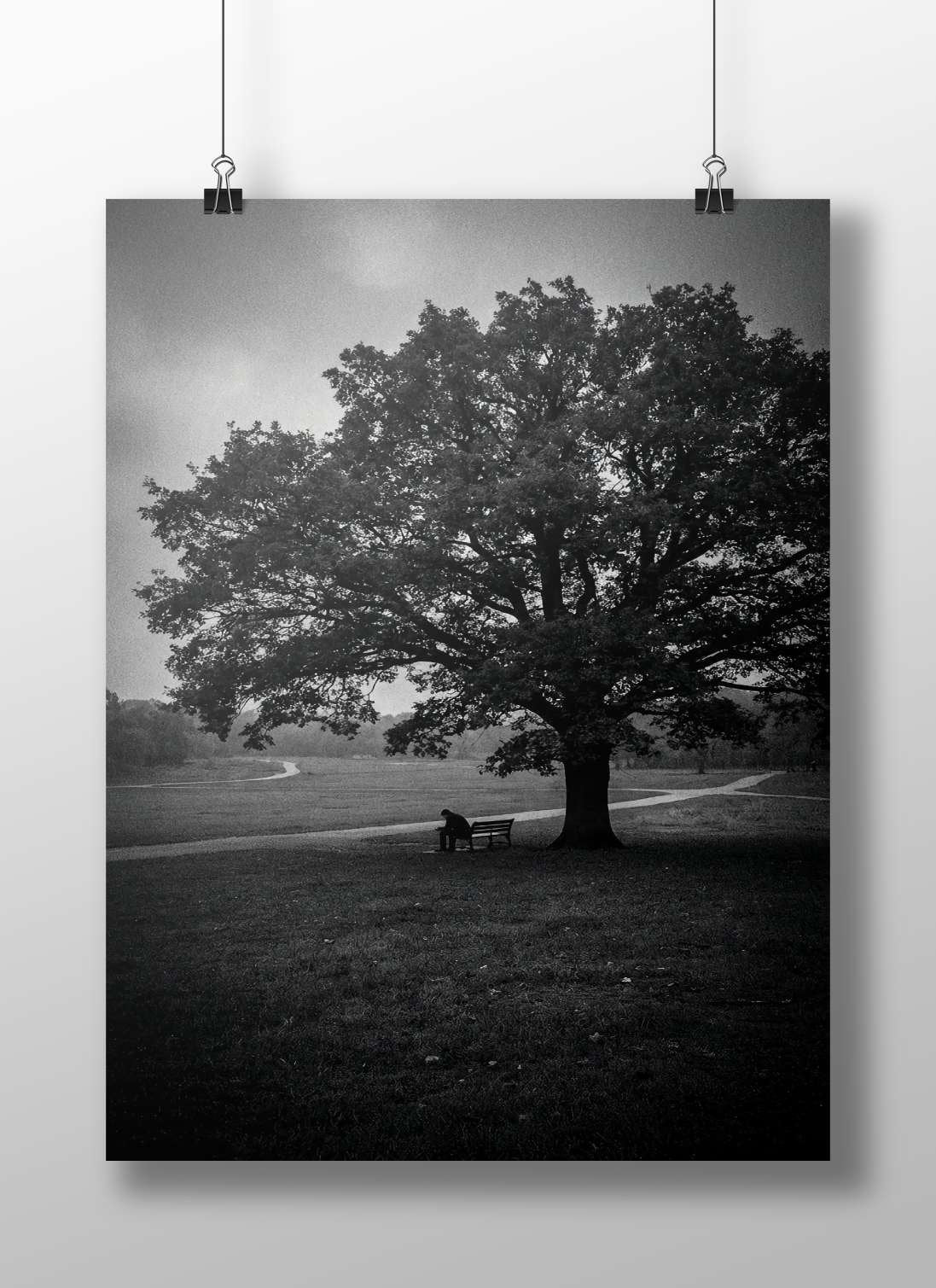 Solitary Figure (Silhouette) Generic Realistic Photography Noir (Modern Digital) Matte BoizzBoard rigid print — Art wall art