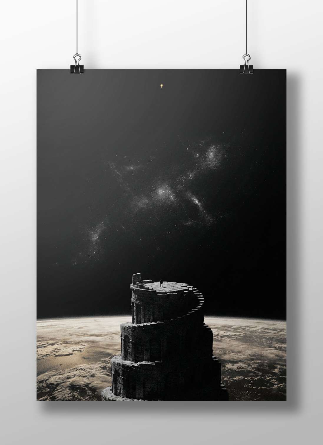 Unnamed Silhouetted Human (Generic Figure) Original Concept Art Modern Digital Noir Matte BoizzBoard rigid print — Art wall