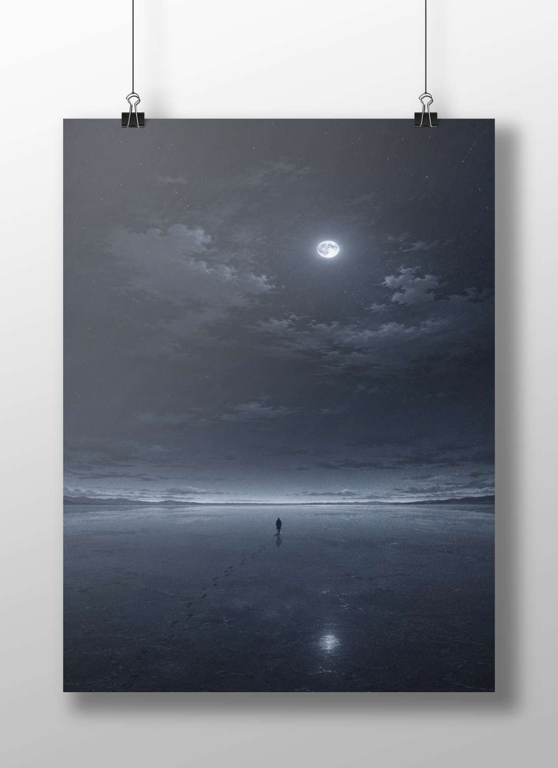 Unnamed Wanderer (Silhouette) Modern Digital Noir Matte BoizzBoard rigid print — Art wall art India | PosterBoizz