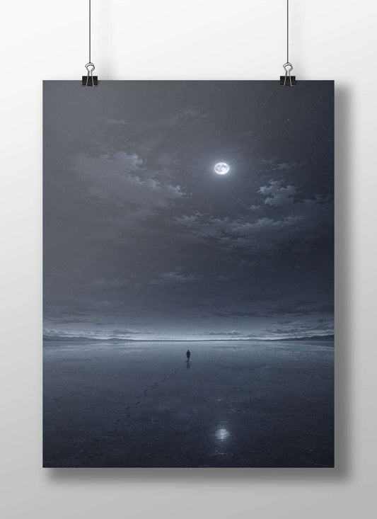 Unnamed Wanderer (Silhouette) Modern Digital Noir Matte BoizzBoard rigid print — Art wall art India | PosterBoizz