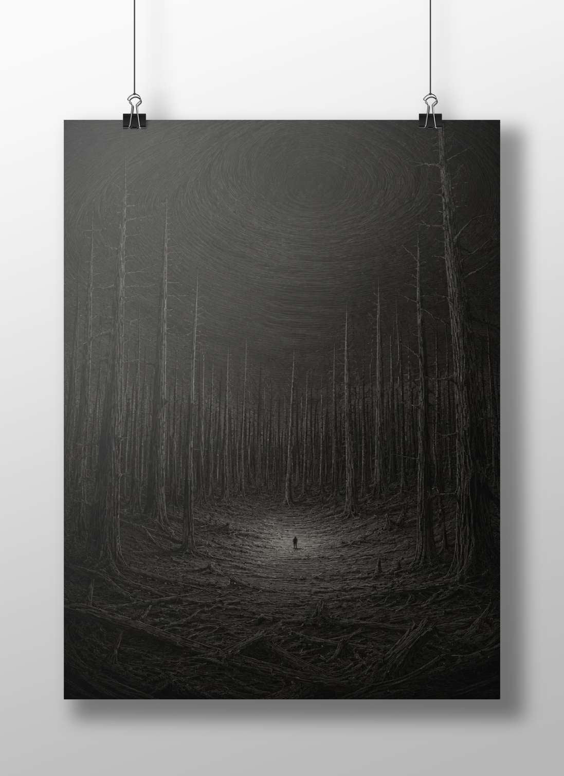 Solitary Figure Modern Digital Noir Matte BoizzBoard rigid print — Art wall art India | PosterBoizz