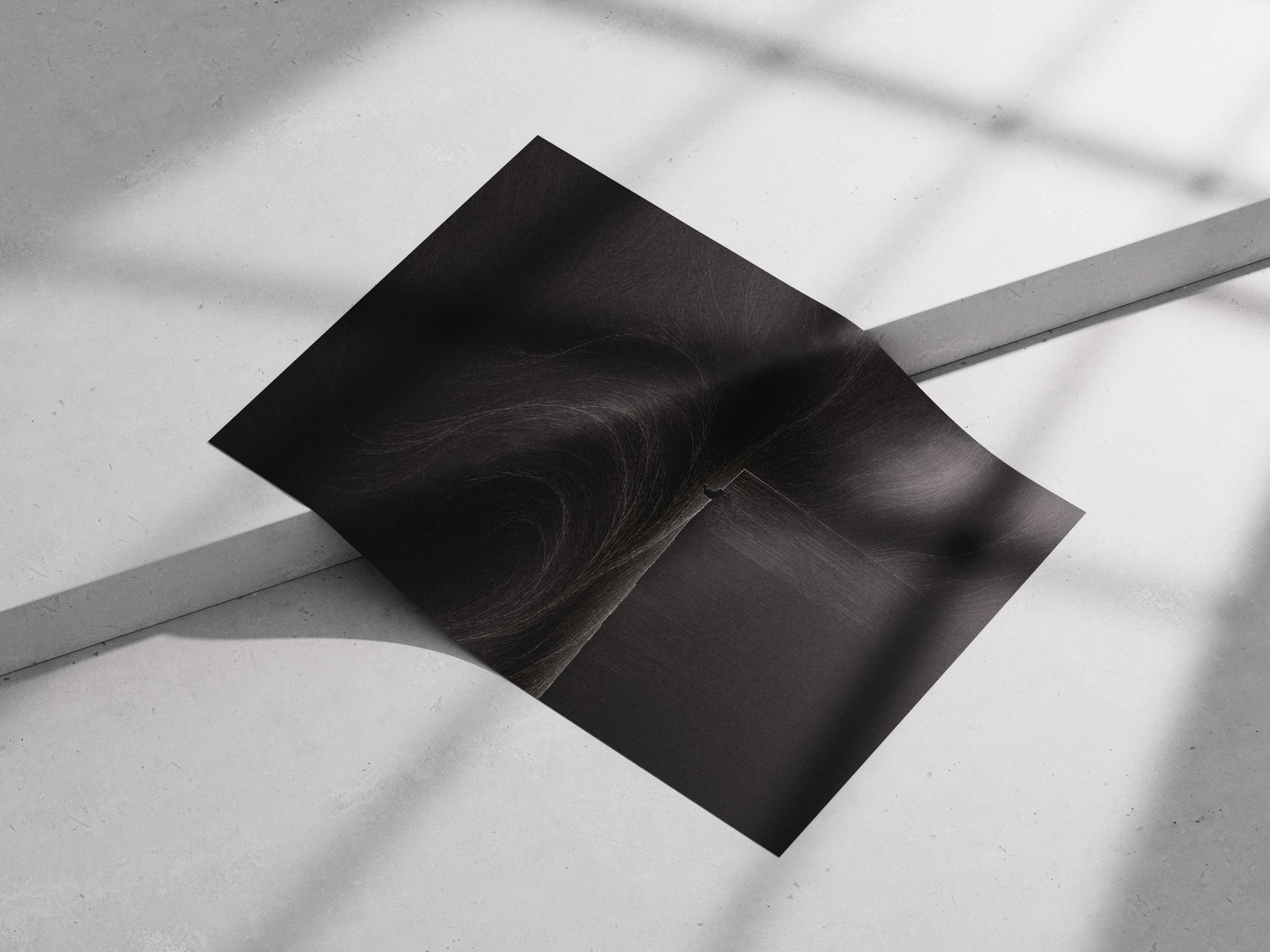 A solitary human silhouette on a precipice Main Subject: A solitary human silhouette on a precipice Matte poster print — Art