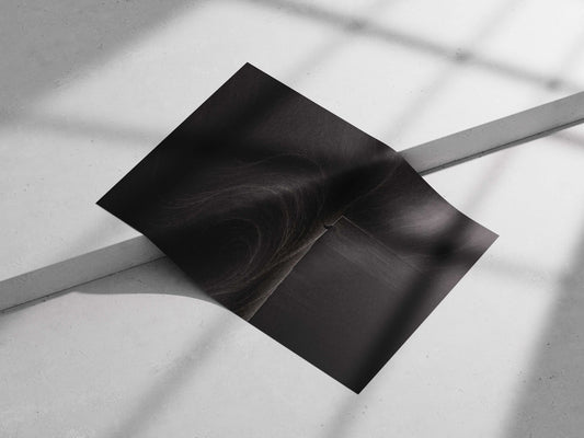 A solitary human silhouette on a precipice Main Subject: A solitary human silhouette on a precipice Matte poster print — Art