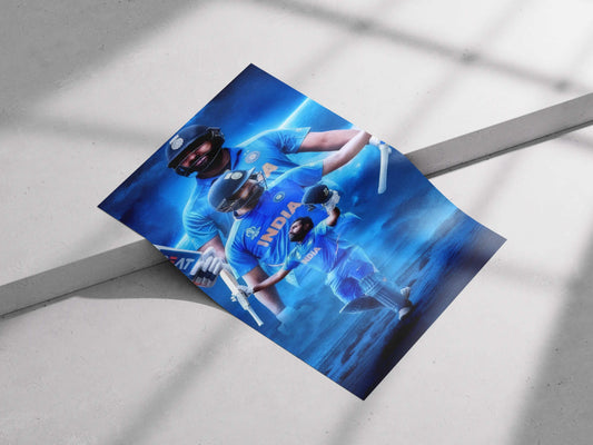 Rohit Sharma Poster – Team India World Cup Tribute Wall Art for Cricket Fans