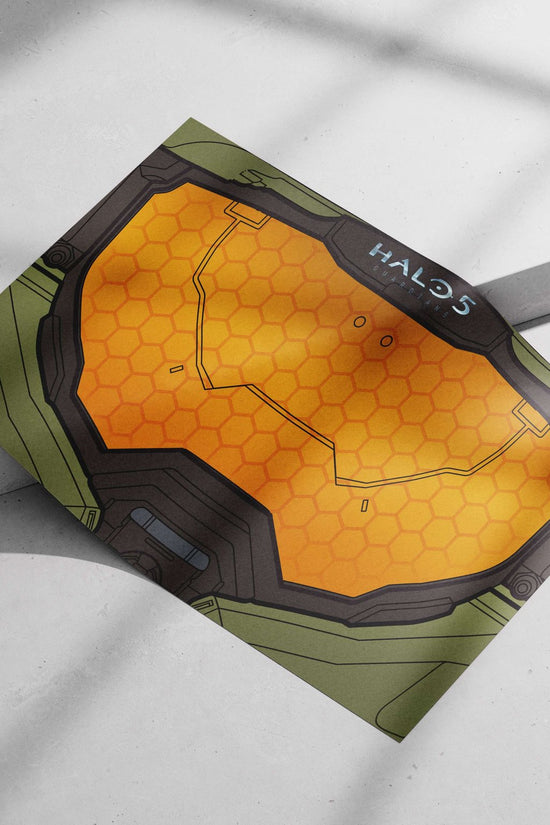 Halo 5 Guardians Spartan visor Main Subject: Halo 5 Guardians Spartan visor Matte poster print — Gaming wall art India |