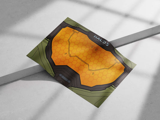Halo 5: Guardians helmet visor Main Subject: Halo 5: Guardians helmet visor Matte poster print — Gaming wall art India |