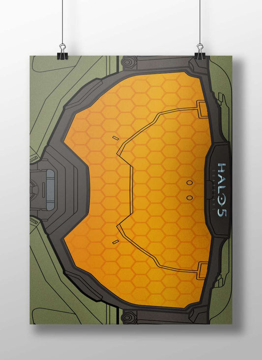 Halo 5: Guardians helmet visor Main Subject: Halo 5: Guardians helmet visor Matte BoizzBoard rigid print — Gaming wall art
