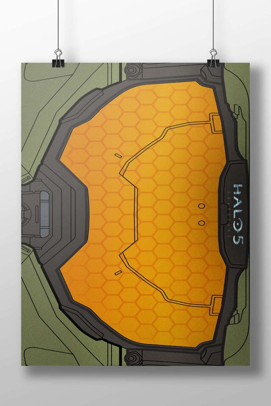 Halo 5 Guardians Spartan visor Main Subject: Halo 5 Guardians Spartan visor Matte BoizzBoard rigid print — Gaming wall art