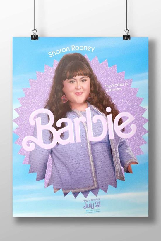 Sharon Rooney (real name) as a lawyer-themed Barbie character in the Barbie franchise Barbie Law