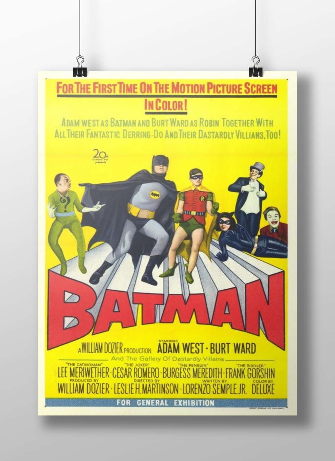 1966 Batman film starring Adam West (confirmed by OCR text "ADK WEST: Bt" as "Adam