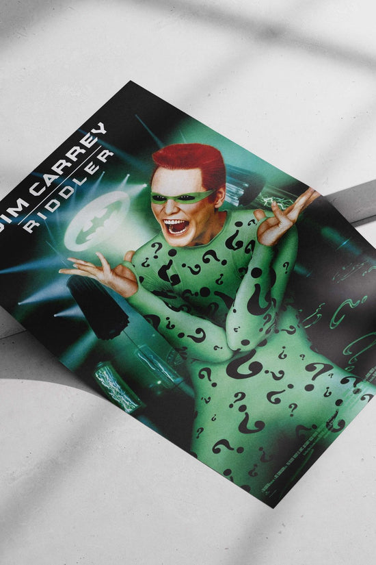 Jim Carrey as the Riddler from the Batman franchise (1990s film series). Jim Carrey As
