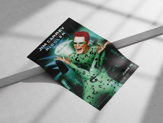Jim Carrey as the Riddler from the Batman franchise (1990s film series). Jim Carrey As