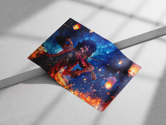 A skeletal musician playing a violin Main Subject: A skeletal musician playing a violin Matte poster print — Art wall art