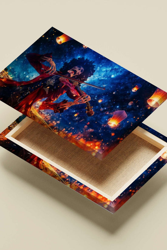 A skeletal musician playing a violin Main Subject: A skeletal musician playing a violin Canvas wall art — Art wall art India