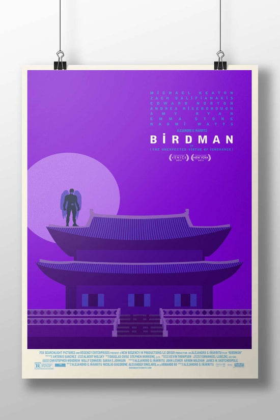 Birdman (the film, confirmed by OCR text "BIRDMAN" and subtitle "The Unexpected Virtue of Ignorance")