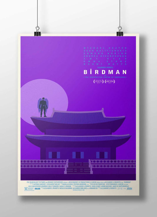 Birdman (the film, confirmed by OCR text "BIRDMAN" and subtitle "The Unexpected Virtue of Ignorance")