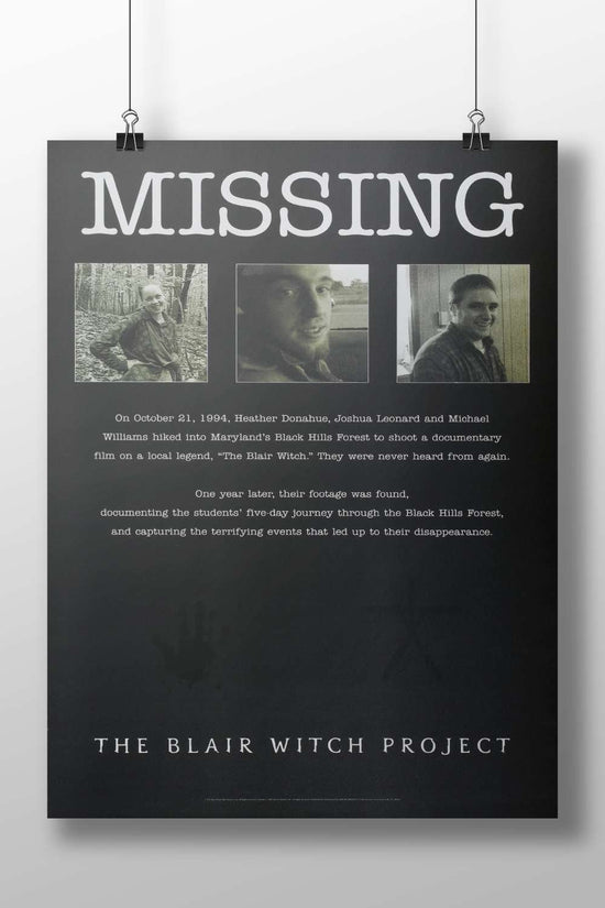 The Blair Witch Project (movie franchise) featuring real names Heather Donahue, Joshua Leonard, and Michael