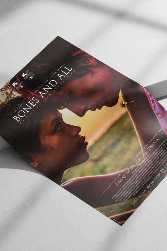 The movie "Bones and All" starring Taylor Russell, Timothée Chalamet, and Mark Rylance. Bones And
