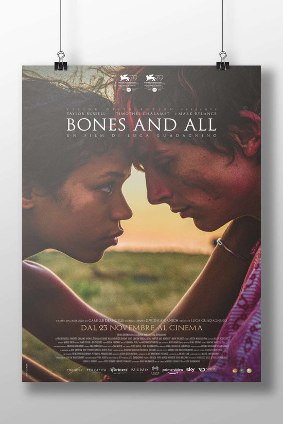 The movie "Bones and All" starring Taylor Russell, Timothée Chalamet, and Mark Rylance. Bones And
