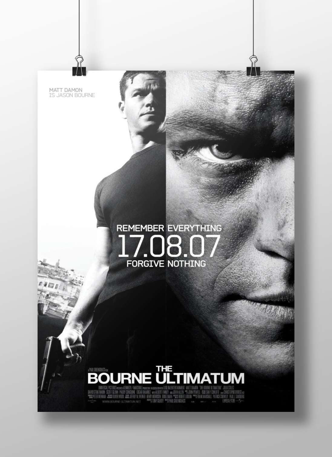 The Bourne Ultimatum (Bourne franchise film starring Jason Bourne) Jason Bourne - Espionage Noir Poster