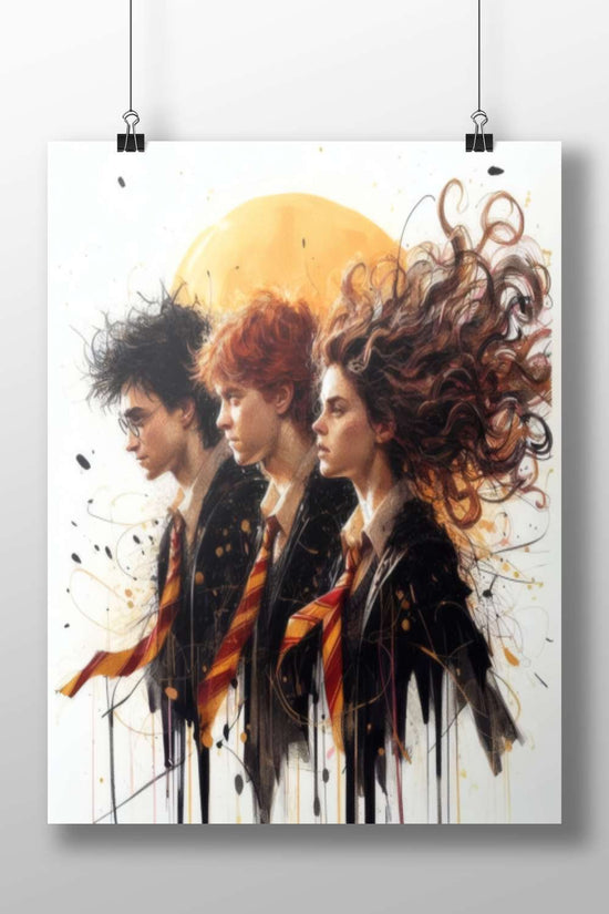 Harry Potter characters (Harry Potter, Ronald Weasley, Hermione Granger) from the Harry Potter franchise Harry