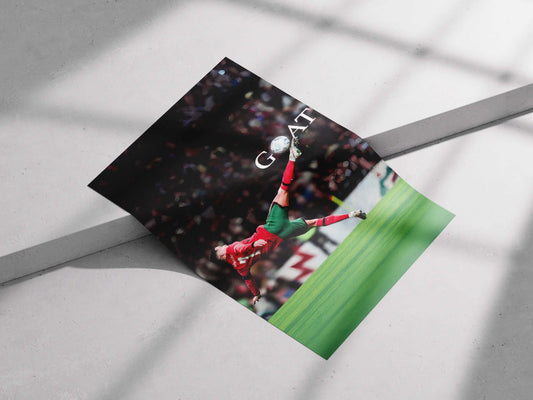 Cristiano Ronaldo Bicycle Kick Poster – GOAT Football Wall Art for Fans