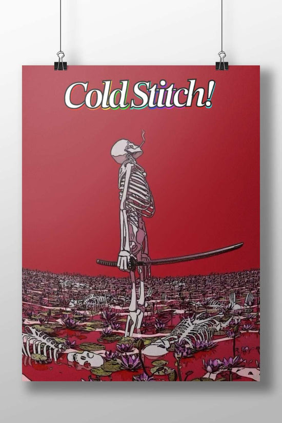 Human skeleton holding a katana Main Subject: Human skeleton holding a katana Matte BoizzBoard rigid print — Anime wall art