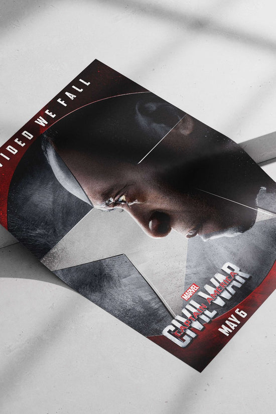 Captain America: Civil War (Marvel film, confirmed by "DIVIDED WE FALL" tagline and "CAPTAIN AMERICA"