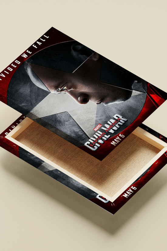 Captain America: Civil War (Marvel film, confirmed by "DIVIDED WE FALL" tagline and "CAPTAIN AMERICA"