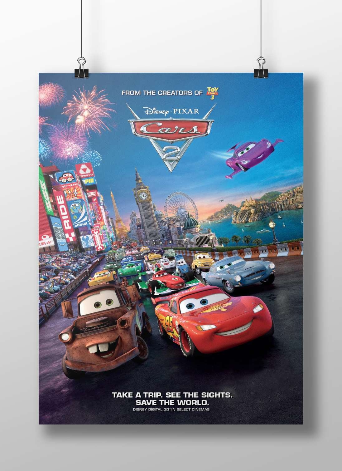 Cars 2 (Disney Pixar animated franchise) Lightning Mcqueen - Turbocharged Poster