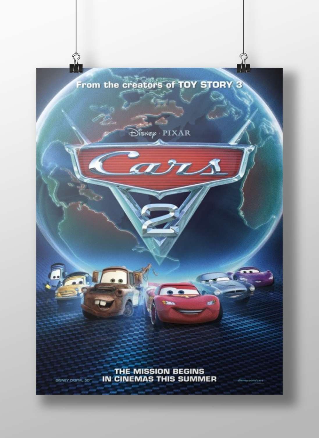 Cars 2 (Disney Pixar's animated movie franchise) Lightning Mcqueen - Turbine Turbo Poster