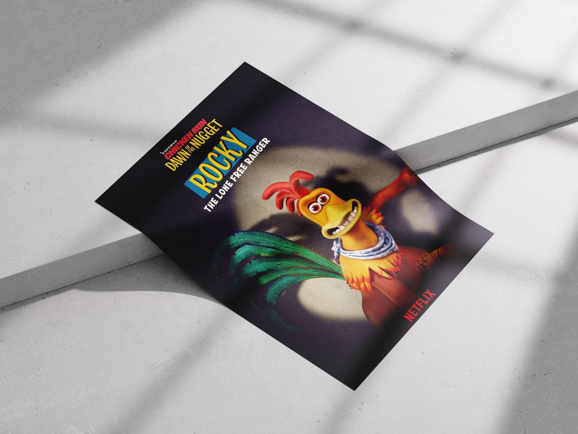 Rocky, the rooster character from Aardman Animations' "Chicken Run: Dawn of the Nugget" franchise Rocky