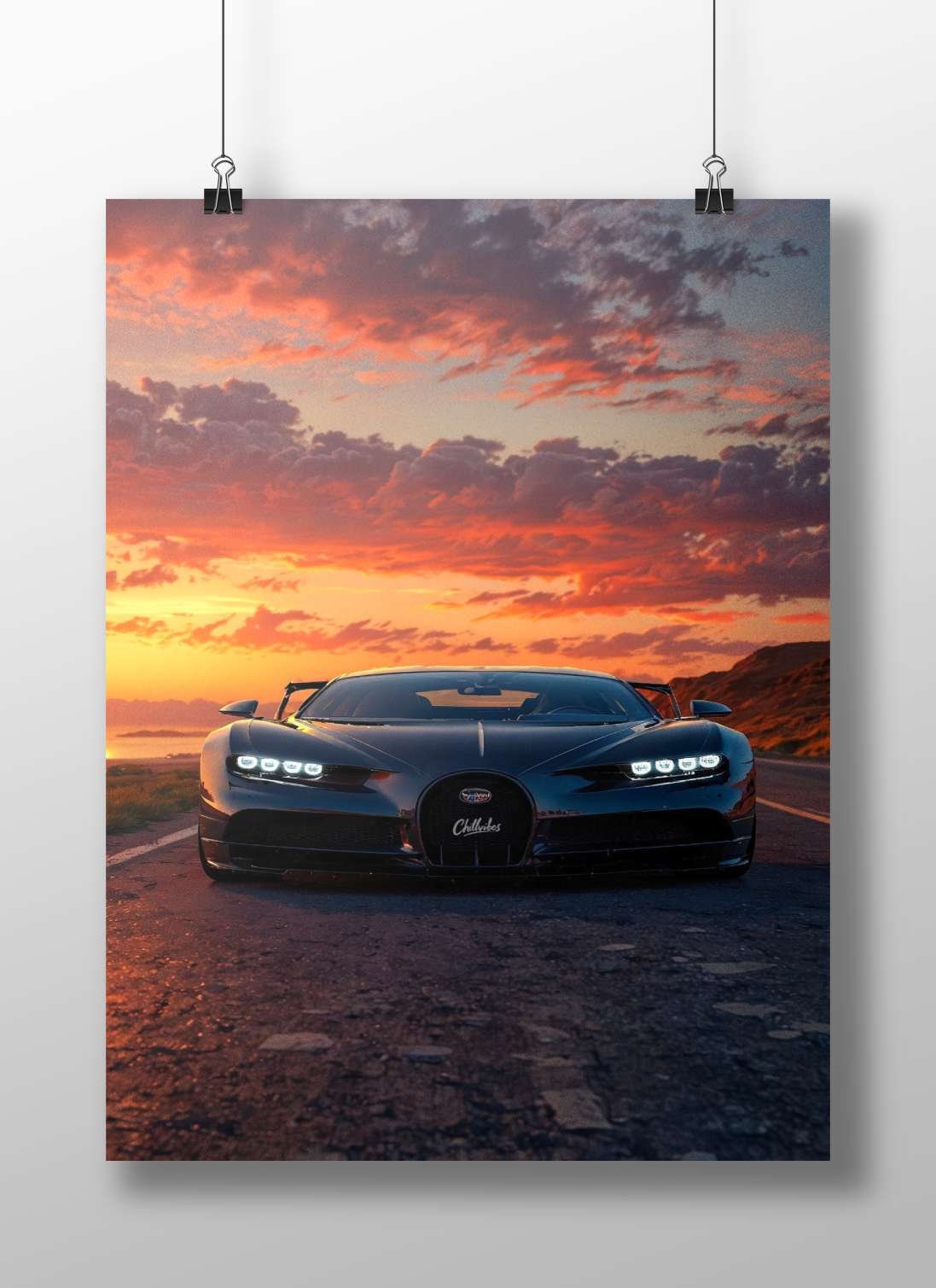 Bugatti Chiron Main Subject: Bugatti Chiron Matte BoizzBoard rigid print — Cars wall art India | PosterBoizz