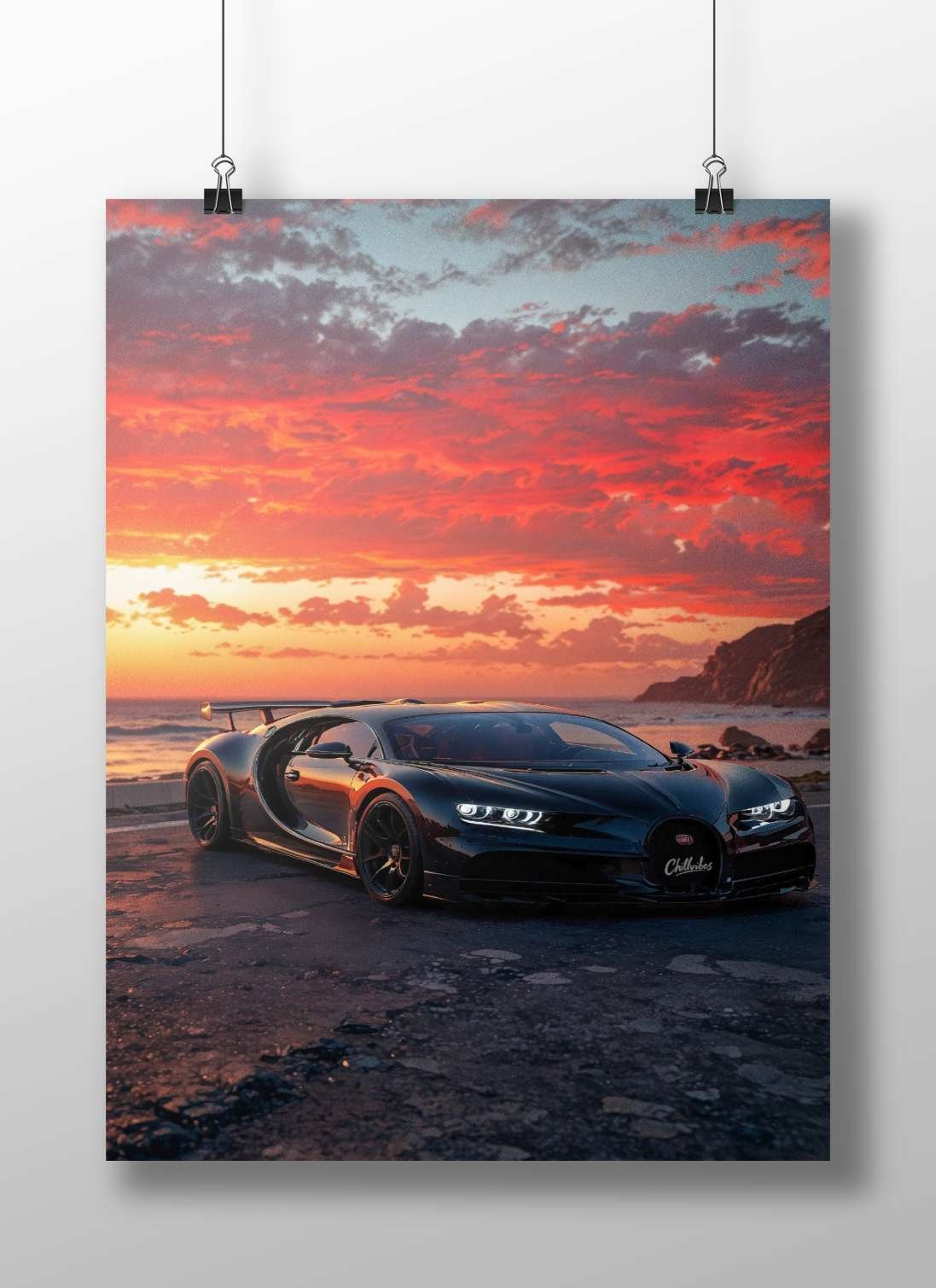 Bugatti Chiron Main Subject: Bugatti Chiron Matte BoizzBoard rigid print — Cars wall art India | PosterBoizz