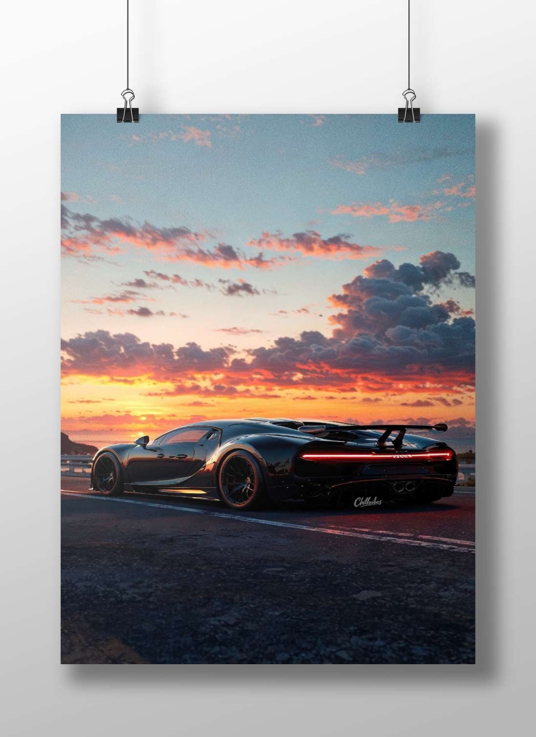 Bugatti Chiron Main Subject: Bugatti Chiron Matte BoizzBoard rigid print — Cars wall art India | PosterBoizz