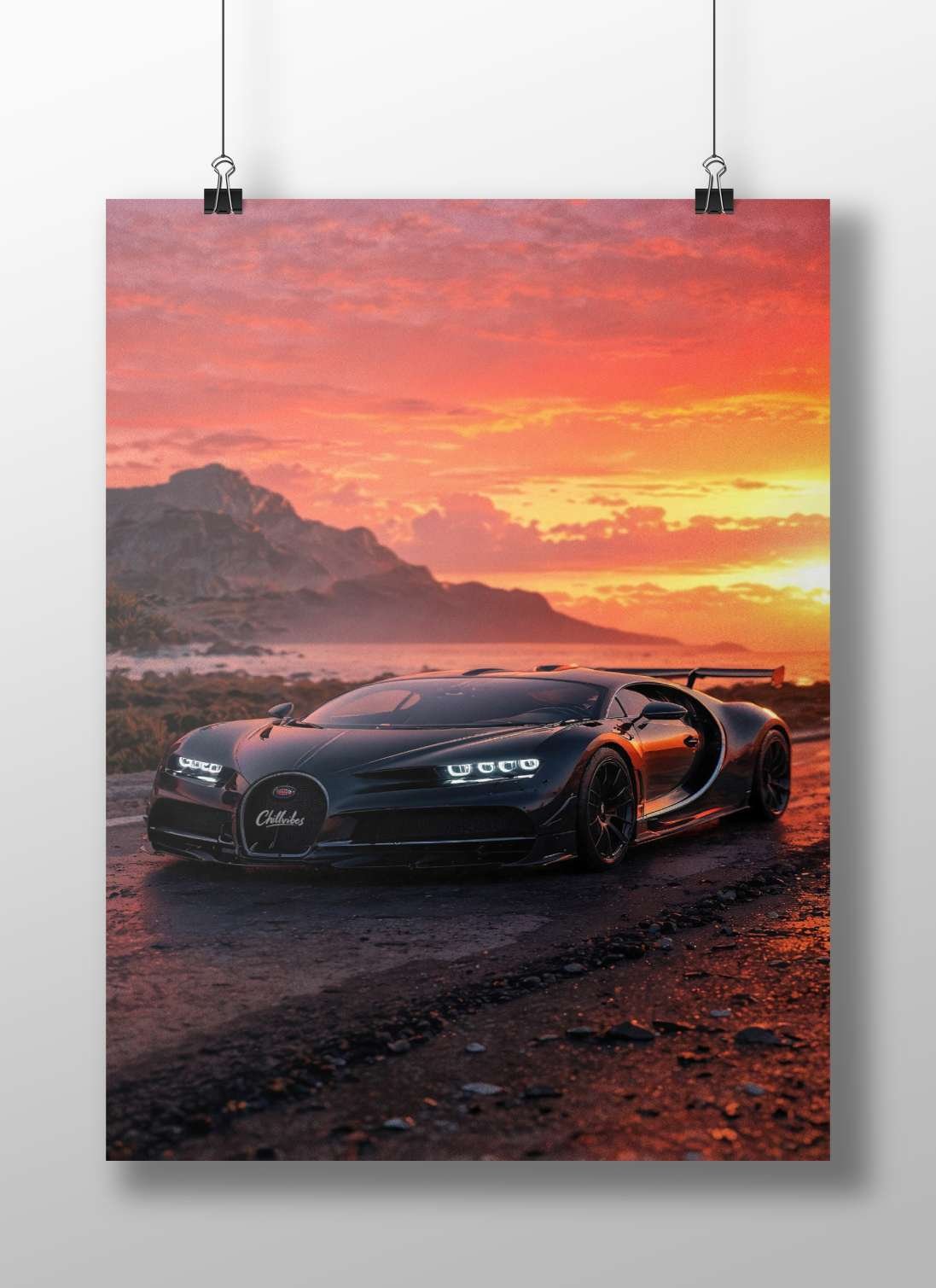 Bugatti Chiron Main Subject: Bugatti Chiron Matte BoizzBoard rigid print — Cars wall art India | PosterBoizz