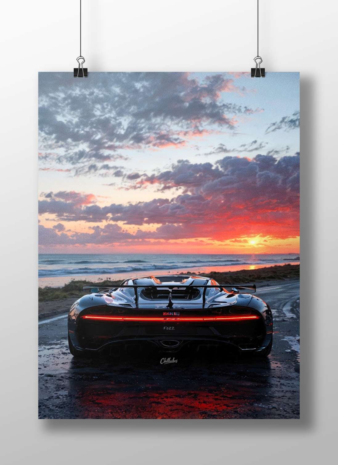 Bugatti Chiron Main Subject: Bugatti Chiron Matte BoizzBoard rigid print — Cars wall art India | PosterBoizz