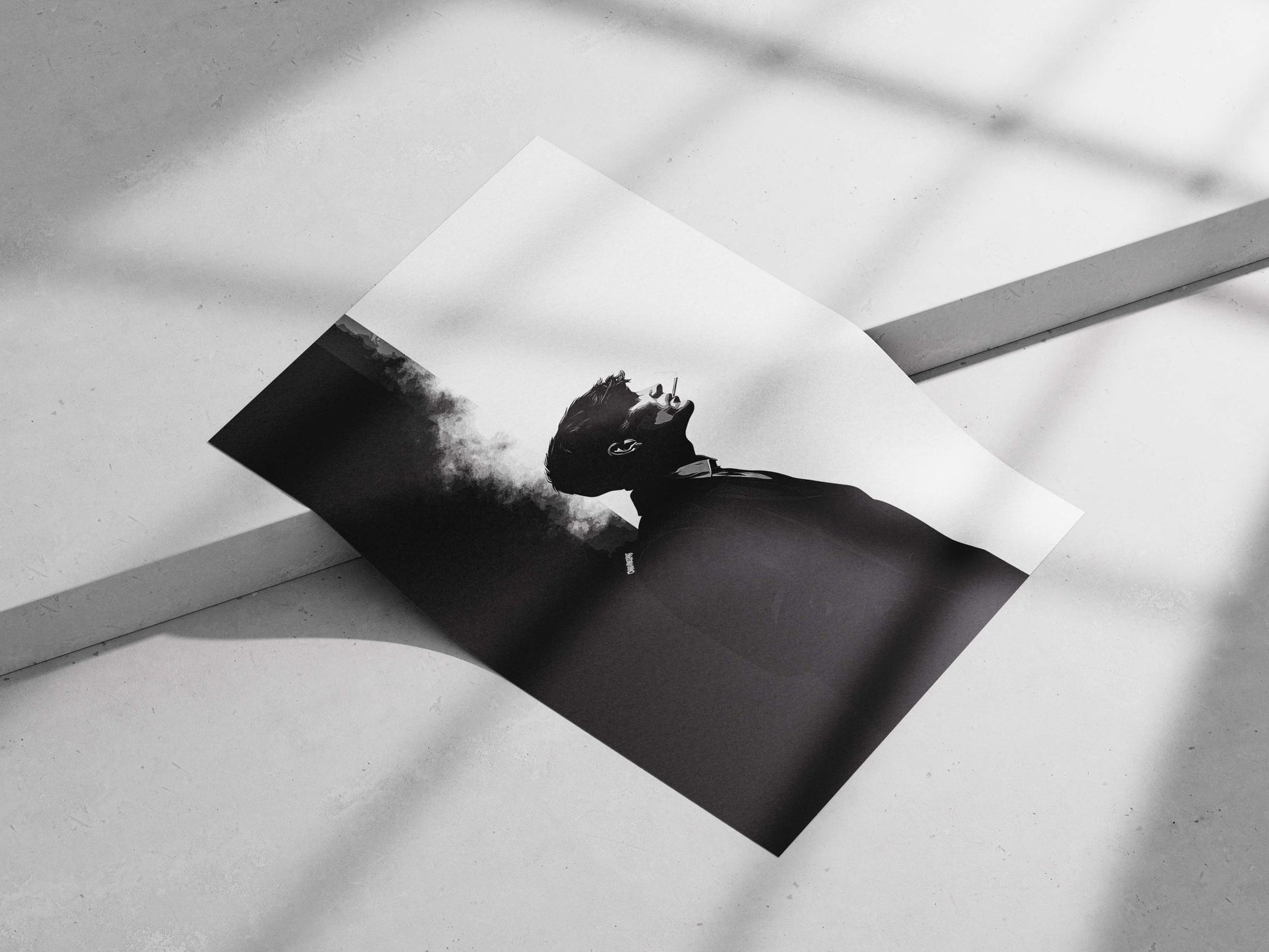 A man smoking a cigarette Main Subject: A man smoking a cigarette Matte poster print — Art wall art India | PosterBoizz