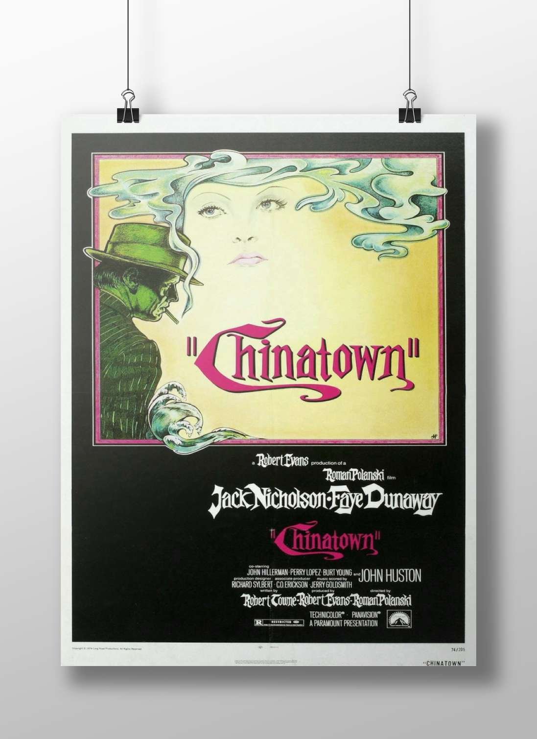 The 1974 film "Chinatown" (confirmed by OCR text "CHINATOWN" and poster context) Chinatown - Mysterious