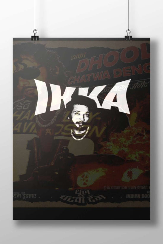 Text "IKKA" and Chevrolet Camaro Main Subject: Text "IKKA" and Chevrolet Camaro Matte BoizzBoard rigid print — Cars wall art