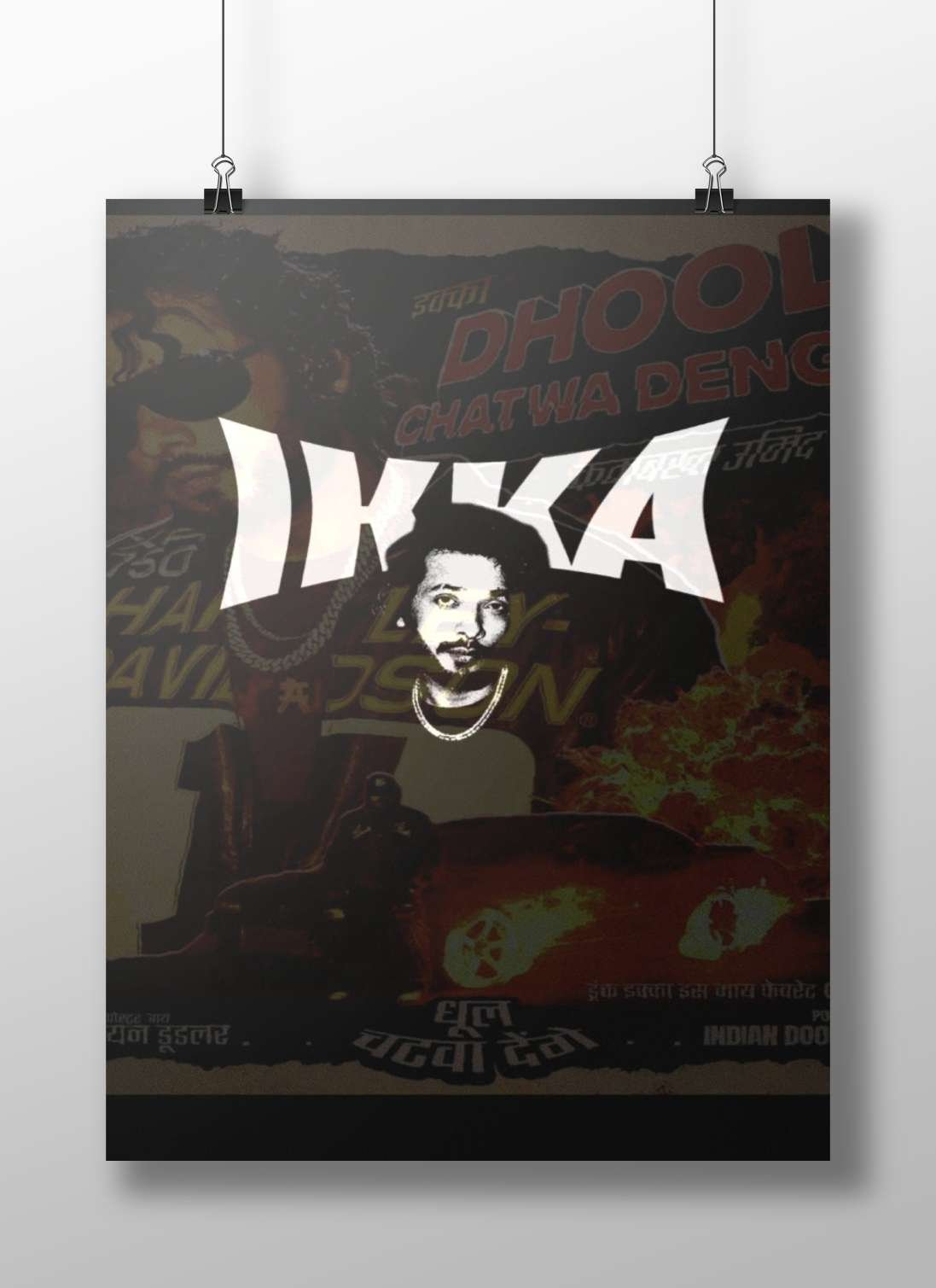 Text "IKKA" and Chevrolet Camaro Main Subject: Text "IKKA" and Chevrolet Camaro Matte BoizzBoard rigid print — Cars wall art