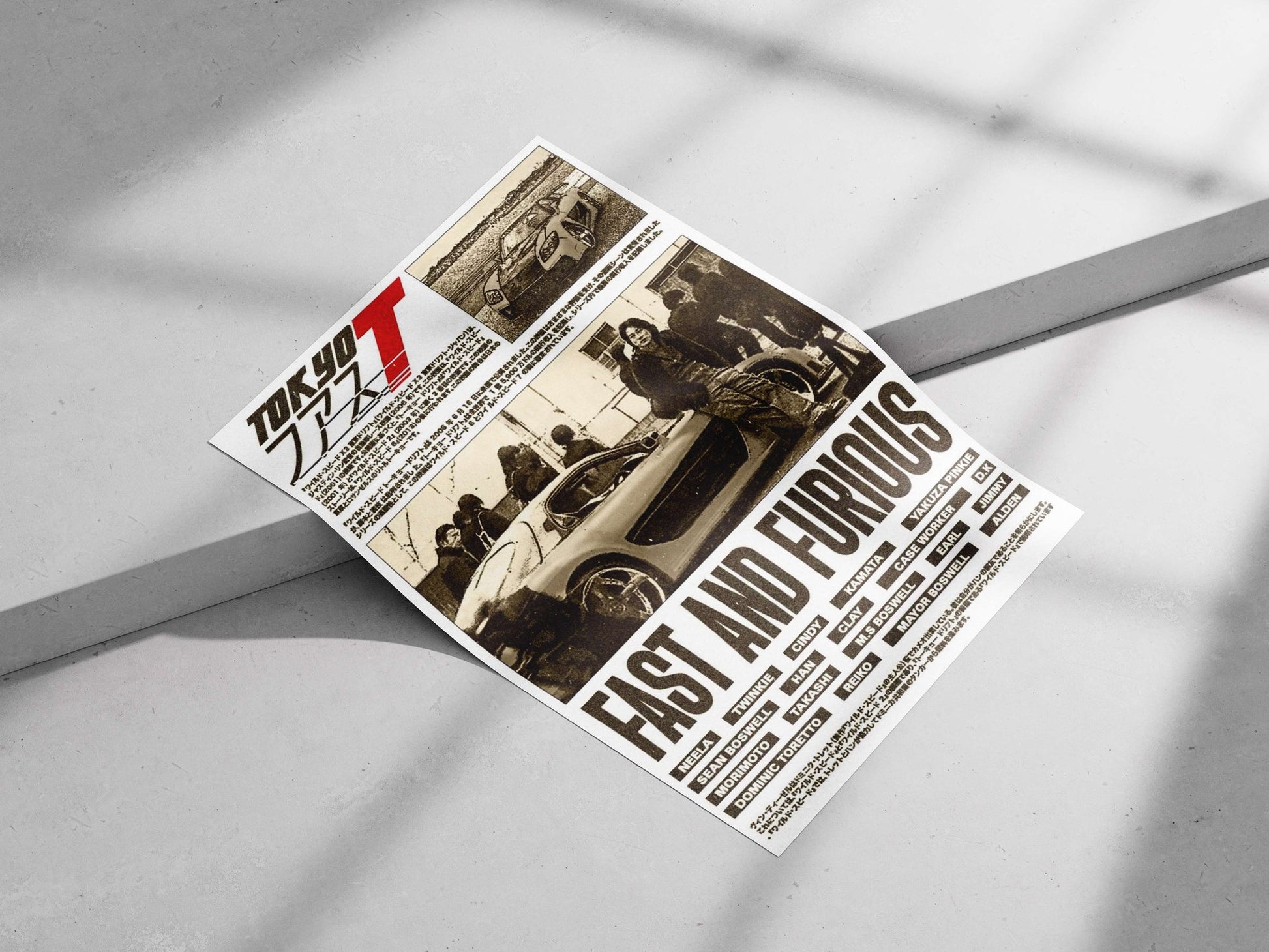 The Fast and Furious franchise featuring characters like Dominic Toretto, Han, and others. Main Subject: The Fast and
